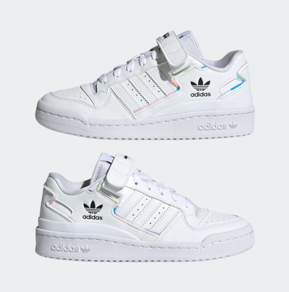 ADIDAS Big Kid's Forum Low Sneaker Shoes Size 7 White/Black Lace Up Synthetic
